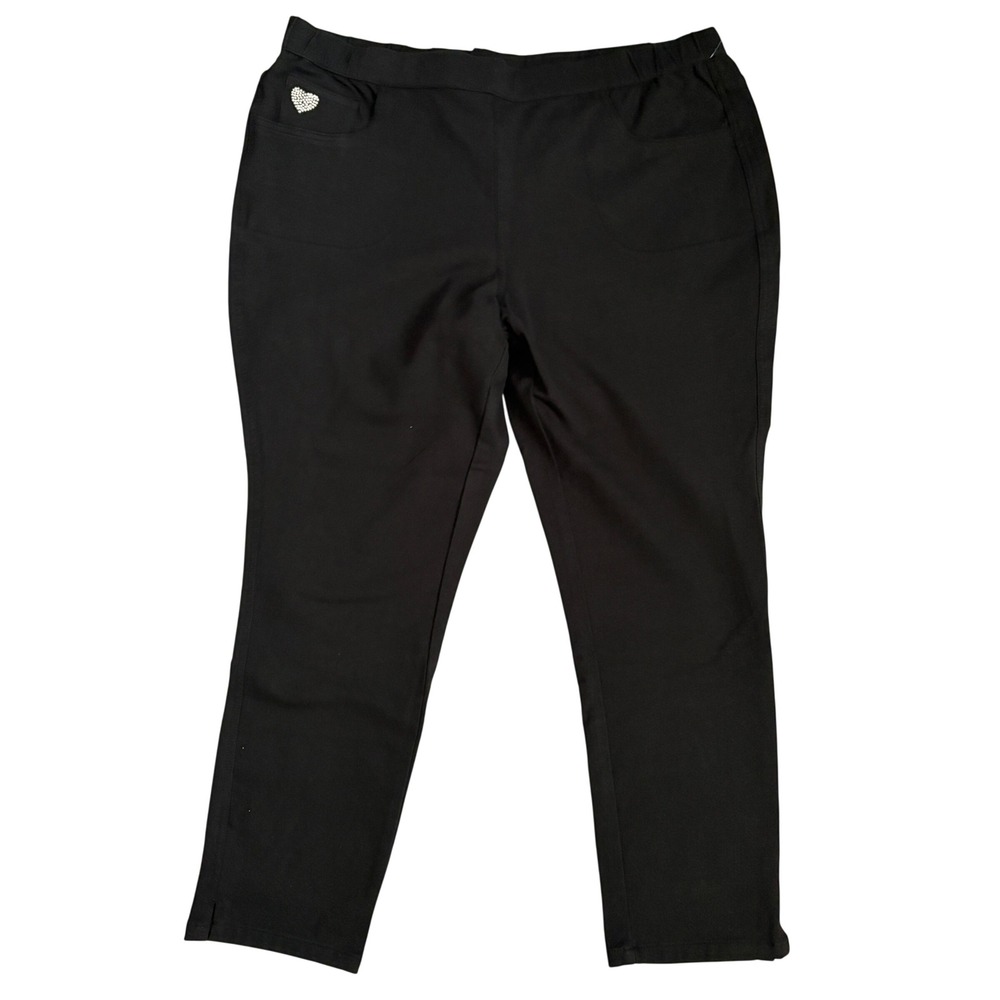 Quacker Factory 1x DreamJeannes Slim-Leg Ankle-Length Pull-On Jeans Black NEW